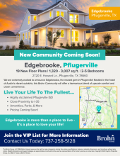 NEW Community in Pflugerville Coming Soon!