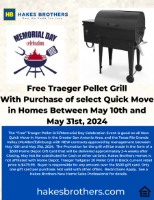 Free Traeger Pellet Grill with a Quick Move-In Home!