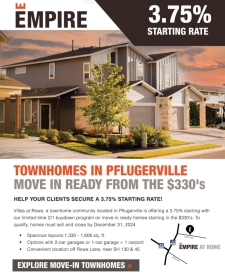 3.75% Starting Rate on Townhomes in Pflugerville