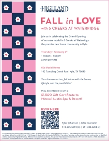 Fall in Love with 6 Creeks 60s – Grand Opening Event! External E-blasts/Austin