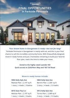 Final Opportunities at Parkside Peninsula – Move In This Summer