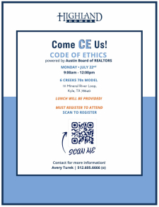Free Code of Ethics CE Course by ABoR in 6 Creeks on July 22nd