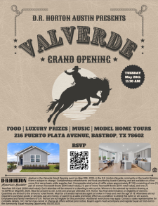 Grand Opening at Valverde in Bastrop, TX! Food, Luxury Prizes, Music, Model Home Tours, and more!