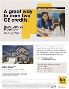 Join us for CE Credits & Lunch at Mustang Valley in Manor