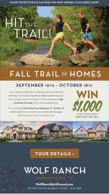 Wolf Ranch Fall Trail of Homes Starts Sept.19