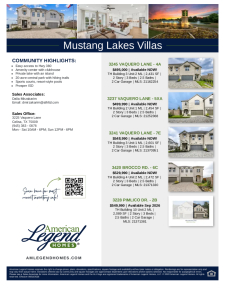 Mustang Lakes Spec Sheet