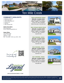 Ten Mile Creek Spec Sheet