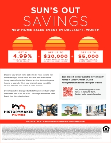 Sun’s Out Savings: New Home Sales Event