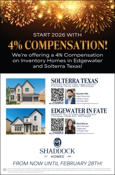 4% Compensation on Inventory Homes in Edgewater and Solterra Texas