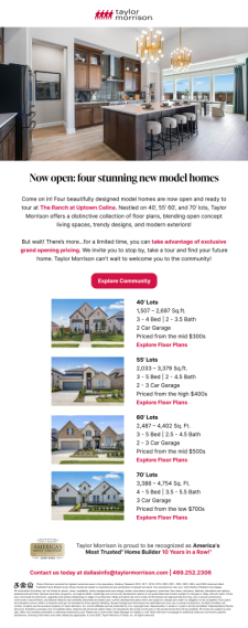 Models now open at The Ranch at Uptown Celina