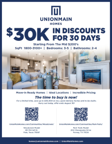 $30,000 OFF ALL UnionMain Homes for 30 Days