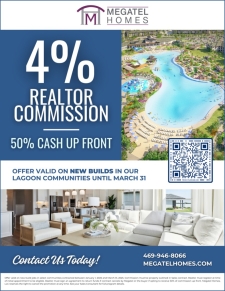 4% Realtor Commission 50% CASH UP FRONT on Builds