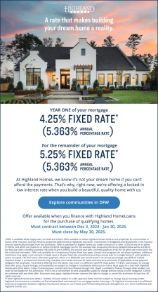 Act Now! 4.25% Limited Time Interest Rate with Highland Homes!