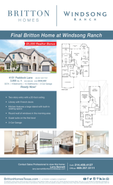 Additional Bonus on Final Britton Home at Windsong Ranch!