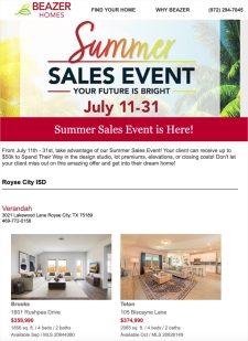 Beazer Homes Summer Sales Event!