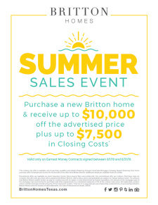 Britton Homes Summer Sales Event through August 31st