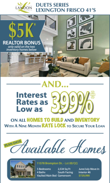 Calling All Realtors - $5K Realtor Bonus in Lexington Frisco!