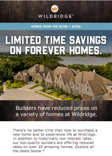 Don't miss builder discounts at Wildridge.