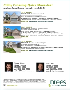 Drees Homes Available Now in Colby Crossing in Mansfield