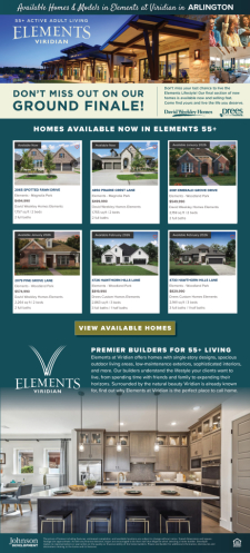 Final Phase of 55+ Homes Now Selling at Elements at Viridian in Arlington 🏡
