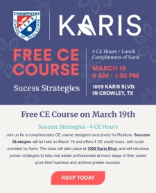 Free Realtor CE Class Mar 19. Seats Filling Fast