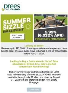 Have a Client in the Market for a New Drees Home? Don't Miss Our Summer Sizzle Sales Event!