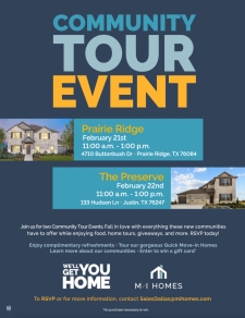 Join Us and Tour Two New Communities This Week!