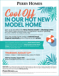 Join us at Mustang Lakes for a Grand Opening on 8/22! Catered lunch, tropical drinks, and more!