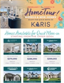 Karis Home Tour Thru 3/31 - Over 17 Homes Available for Quick Move-in