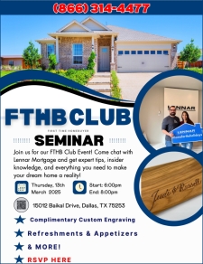 Lennar - Missed Our First-Time Homebuyer Seminar last week? Join us next Thursday, March 13th!