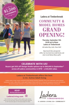 Models Grand Opening 9/11 at Timberbrook in Justin!