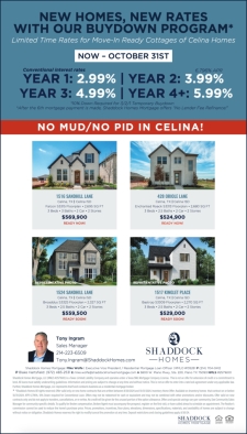 New Celina Homes with a Limited Time Buydown Program!