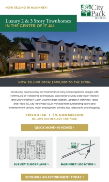 New Luxury Townhomes in McKinney Now Selling