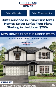 Now Selling in Krum! New Homes from the Upper $200s – Realtor Opportunities Available