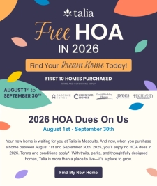 Skip HOA Dues in 2026 – Buy in Talia Now