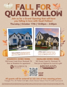 View Beautiful Model Homes & Enter to Win Prizes in Quail Hollow