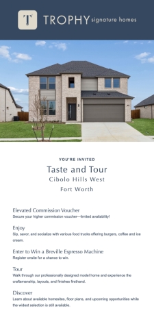 You're Invited: Taste & Tour Cibolo Hills West in Fort Worth