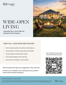 1 Acre Homesites for Wide-Open Living