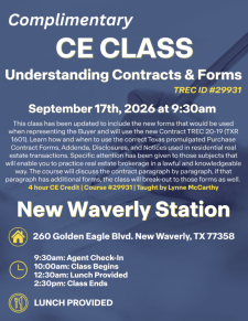 Complimentary CE Class & Lunch at New Waverly Station!