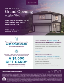 Laurel Farms Grand Opening Weekend with Savings and 1% BTSA