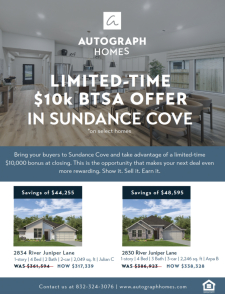 Limited-Time $10K BTSA in Sundance Cove
