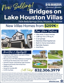 NOW SELLING Villas near Lake Houston!