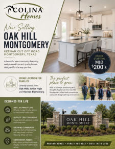 Now Selling in Oak Hill Montgomery!