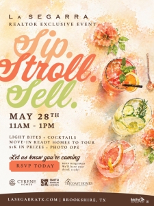 You're Invited to Sip. Stroll. Sell. 🍹 Tour Our Move-in Ready Homes at La Segarra