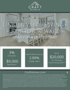 Craft Homes - Unbelievable Savings & Realtor Rewards - Only For A Limited Time!