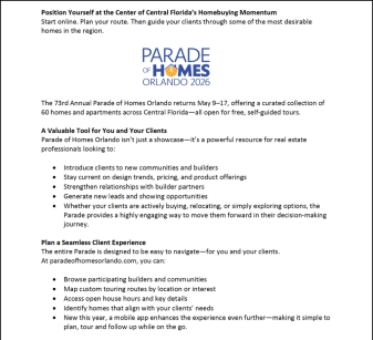 The 73rd Annual Parade of Homes Orlando!