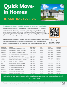 Quick Move-In Homes IN CENTRAL FLORIDA