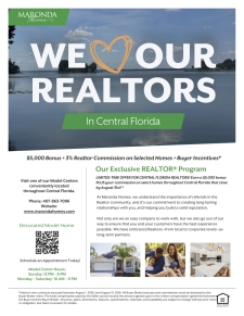 We Love Our Realtors Central Florida - Special Incentives