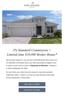 Broker Bonus Opportunity at Esplanade at Westview