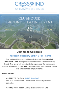 Clubhouse Groundbreaking Event at Cresswind at Hammock Oaks